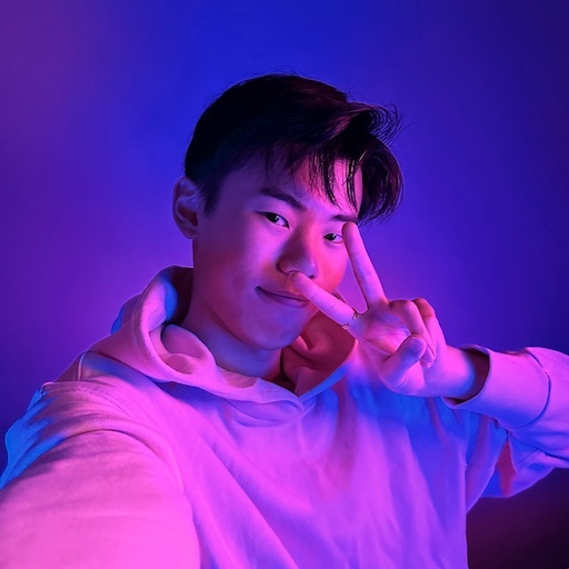 A portrait of Tianshi in dramatic blue and purple lighting against a dark backdrop.